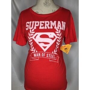 Superman Man Of Steel Red T-Shirt Women's LARGE NWT